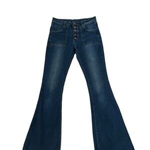 Kendall & Kylie Blue Flare Wide Leg Jeans